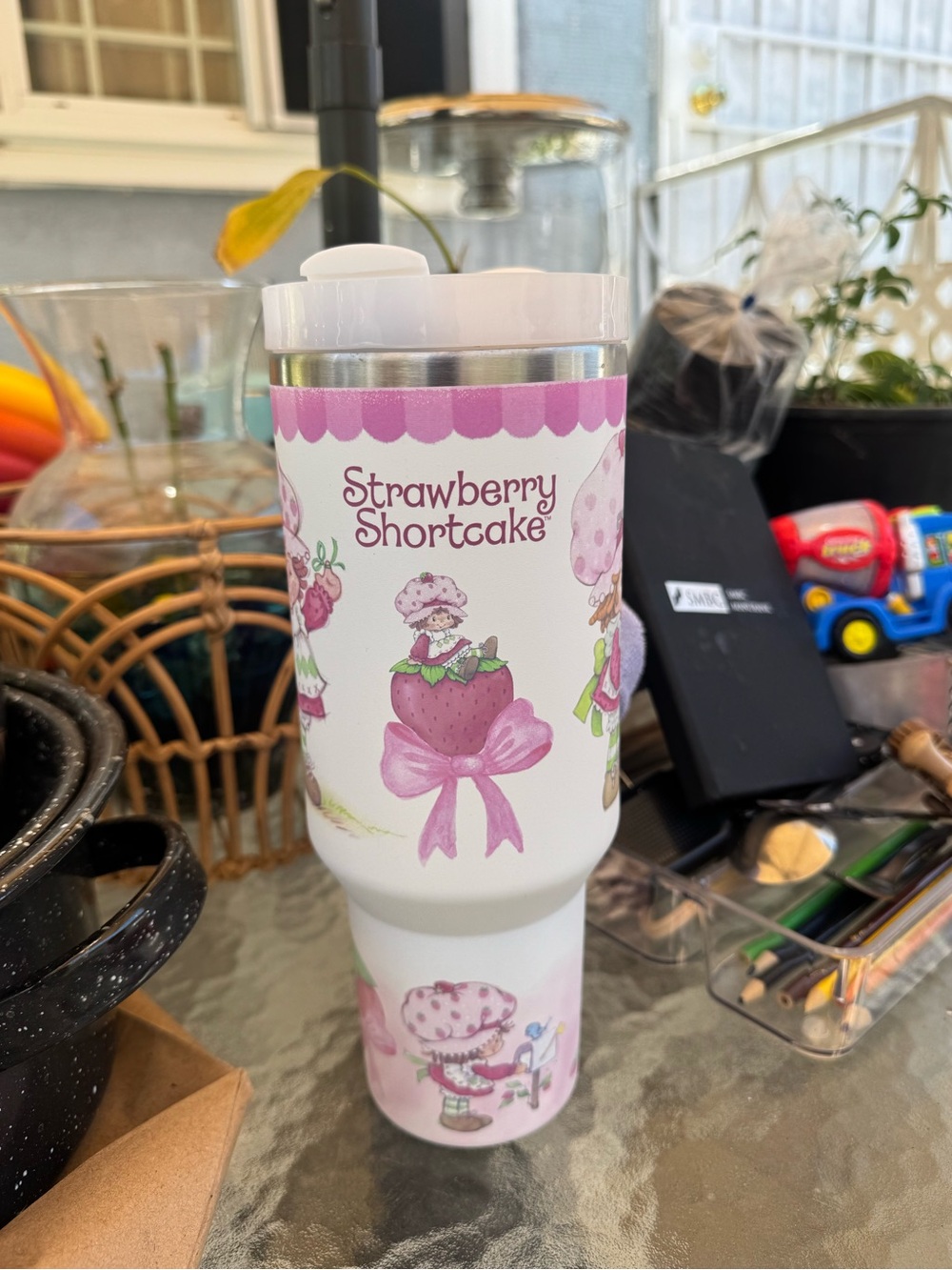 Strawberry Shortcake Pink & White Travel Tumbler